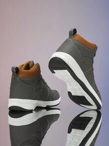 Men's High Top Super Light Sneakers, Casual Outdoor Sports Business Shoes, Plus Size - Grey - View 2