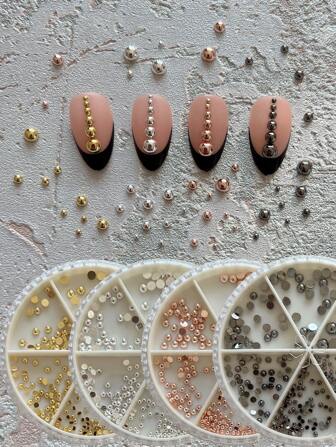 美甲金属配件：实心半球铆钉、哑光深色简约金属装饰 美甲用品 美甲饰品 美甲宝石