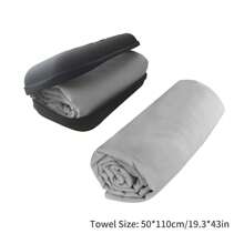 1 pezzo Asciugamano da viaggio in microfibre super morbide e ad asciugatura rapida di colore blu navy con custodia in EVA, design compatto, adatto per campeggio all'aperto, sport, spiaggia, fitness, zaino, trekking e yoga, essenziale da spiaggia ultraassorbente e leggero, torna a scuola