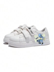 Kids Skateboard Graffiti Hook-And-Loop Soft Bottom Comfortable Casual Shoes For Boys, Spring & Autumn
