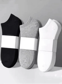 10/30 Pairs Unisex Short Socks, Thin, Breathable, Moisture-Wicking, Solid Colors Black/White/Grey Casual Ankle Socks, Spring/Summer