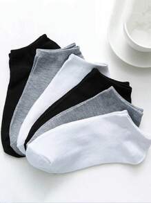 10/30 Pairs Unisex Short Socks, Thin, Breathable, Moisture-Wicking, Solid Colors Black/White/Grey Casual Ankle Socks, Spring/Summer