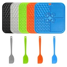 2pcs Lick Mat + Scraper For Dogs, Dog Lick Mat With Suction Cups, Dog Food Mat And Slow Feeder Cat Bowl For Dog Anxiety Relief, Dog Enrichment Toys For Dog Bathing Station