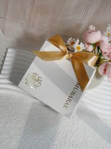 5个装豪华开斋节迷你礼盒，黑白配金色缎带，一套10个，尺寸：11.5 x 10 x 4.5厘米 - 非常适合优雅包装糖果、巧克力和小礼物，祝您开斋节快乐！