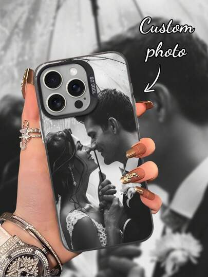 1pc Customized Photo Black Case Compatible With Apple 15 Pro Max / S25 Ultra / S25 Plus / Redmi And Other Models, Personalized Wedding Photo Case, Gift For Couples, Friends, Family, Graduation,Stylish,Colorful,Vintage,Cute,Contracted,Funny,Custom,Personalized,Unique,Customized,Ideal Gifts For Him,Ideal Gifts For Her,Boyfriend,Girlfriend,Family,Friends,Grandparents,Couple,For Anniversaries,For Birthdays,Season Picks