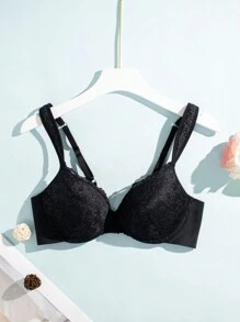 1 Stück nahtlose Spitze Patchwork unterstützender Damenwäsche BH, sexy geflochtenes Lässig Lingerie BH mit Draht für Frauen