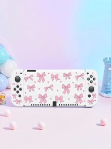 1pc Pink Bow & Heart Pattern Protective Case, Compatible With New Switch2 (2025)/Switch NS/Switch OLED/Lite, Compatible With Switch/Switch 2 Game Console Accessories, Full Set Including Storage Case, Card Slot Base, Best Gift Compatible With Switch Players