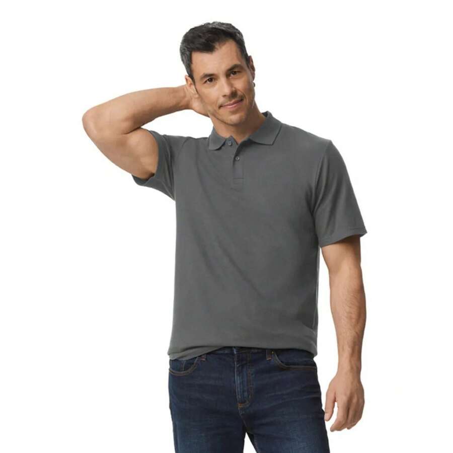 Gildan Mens Softstyle Pique Polo Shirt (Charcoal) - 177gsm 100% Ringspun Cotton - 灰色 - 查看 1