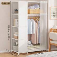 1pc Reinforced Simple Wardrobe Organizer Storage, Dust-Proof Rented House Cabinet With Shelves, Modern Minimal - Multicolor - View 9