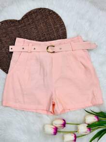 Women's Shorts With Belt - Baby Pink - View 1