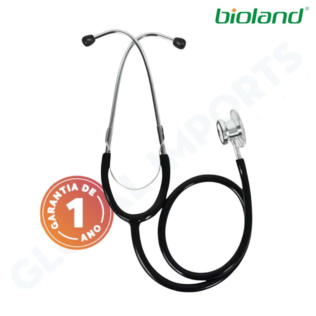 Estetoscópio Profissional Premium Original Bioland Adulto Preto