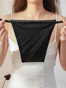 1pc Ladies' Rhombic Double Lace Breathable Fashion Bra False Collar, Suitable For Daily Wear Accessory