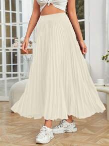 女士简约优雅百搭百褶裙