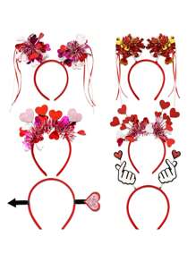 1 pièce, Serre-tête de la Saint-Valentin avec sequins en forme de cœur. Accessoire de cheveux de la Saint-Valentin en fil de métal rouge. Accessoire de photo de fête, décoration de mariage. Accessoire de cheveux pour femmes et filles. Accessoire pailleté pour carnaval, fête à thème romantique, fournitures de décoration de mariage