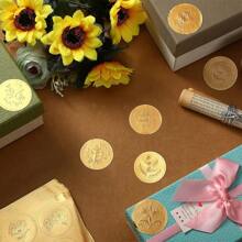 100入組金色信封貼紙壓花心印章貼紙適用於明信片邀請函卡禮物裝飾用品自粘貼紙標籤 - 金色 - 查看 8