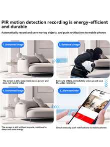 YAIUZGOO 迷你 WiFi 攝影機，支援 HD 夜視、內建麥克風、隨插即用、遠端線上觀看、便攜輕巧，支援 128GB TF 卡（不含），適用於室內外使用 - 黑色 - 查看 4
