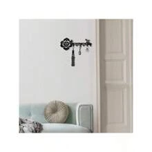 入口欢迎回家装饰钥匙挂钩架，壁挂式钥匙扣架，储物整理架 - 小号黑色，适用于感恩节、圣诞节、乔迁派对