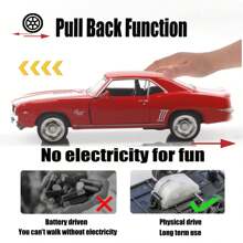 1/36 Scale Diecast Cars,1969 Camaro SS Cars Models,Pull Back Vehicles Toy Cars,Cars Gifts For Boys Girls