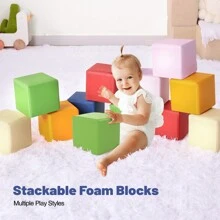12-Piece Colorful Foam Building Blocks For Kids - Soft Playset For Toddlers, Giant Stacking Toys For Preschool Learning - Classic - View 5