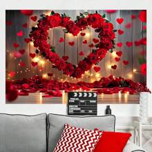 1 pezzo Sfondo fotografico per fotografia romantica di anniversario di matrimonio, con decorazione a banner di amore rosso, rosa, per confessione d'amore, San Valentino, festa della mamma, 82,7*59,1/59,1*39,4/39,4*29,5 pollici