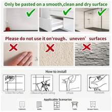 1 卷优雅复古波西米亚风格即撕即贴壁纸 - 棕色/白色背景花卉图案，防水、防潮、可移除、易于安装，家居装饰墙贴，适用于厨房、卧室、客厅、橱柜、衣柜、桌子家具翻新，尺寸 44*300/500/1000 厘米 - 彩色 - 查看 12