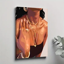 1 Pc Framed Black Art Printing Boho Black Modern Wall Art Girl Art Poster African American Woman Wall Art Decor For Living Room Bedroom - 彩色 - 查看 1