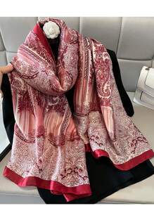 1 件 180 * 90 厘米围巾时尚佩斯利斗篷头巾头巾沙滩罩纱笼几何图案花卉字母印花时尚围巾长缎丝感大头巾时装设计师新款优雅头巾盖头轻质防晒披肩系列礼物婚礼新娘伴娘披肩礼物 - 圍巾 - 查看 10