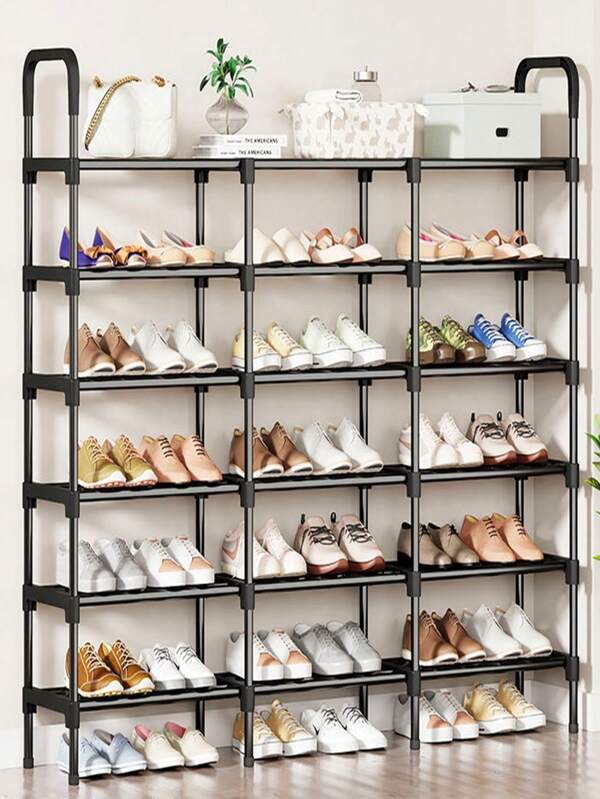 3-8 Tier Black Shoe Rack Wide & Reinforced Shoe Cabinet For Hallway Living Room, Easy-To-Assemble Storage Organizer