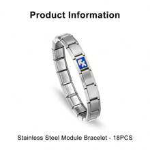 18 件/套 12 星座不锈钢模块手链 意大利饰品 适合 DIY 手链 - 彩色 - 查看 3