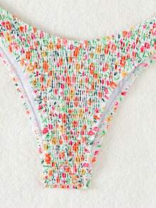 Ditsy Floral Print Fabric Bowknot Swimwear Bikini Set, For Summer Beach Vacation - Multicolor - View 10