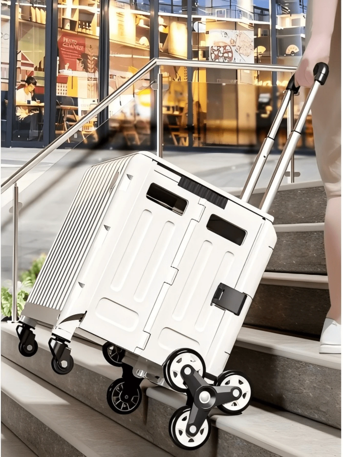 Carrello Portaspesa Pieghevole Carrello Della Spesa Pieghevole Porta Fino A 35kg Manico G 806198 - Foto 10