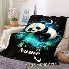 1PC Personalized Blanket Custom Name Printed Blanket Cute Sleeping Animal Panda Blanket Your Name Printed On It Soft And Warm Memorable Moments Blanket Great Holiday Gift For Families