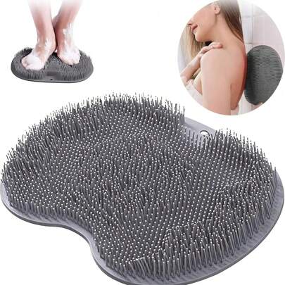 1pc Silicone Foot Massager & Scrubber Pad Set For Bathroom(Pink/Yellow/Blue/Grey)- For Bathing, Rubbing The Back, And Foot Massage. Silicone Anti Slip Mat Bathroom Mat Home Bathroom Decor Fall Decor Back To School