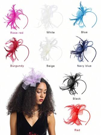 1pc Fascinators Hat Mesh Ribbons Feathers On A Headband And A Clip Tea Party Headwear For Women And Women,Hair Accessories,Derby Hat Mini Hats Tiny Hats Mini Top Hat Mini Cap