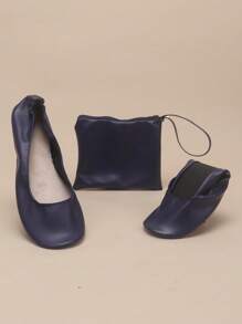 Women's Fashion Soft And Comfortable Casual Indoor Slippers, Lightweight, Barefoot Feel, Foldable And Easy To Carry, Suitable For Indoor Wear And Dancing - Dark Blue - View 4