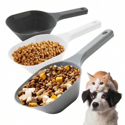 1pc Plastic Pet Food Scoop, Minimalist Dog Food Shovel, Cat/Dog Food Spoon, Multipurpose Pet Spoon, Pet Supplies, Suitable For Cats And Dogs, Also Applicable To Various Pet Foods, Ergonomic Handle Design, Deep Scoop