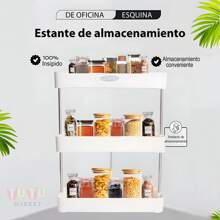 Estante de almacenamiento blanco de 1 pieza, estante de especias, estante de almacenamiento, estante multifuncional, diseño de 2/3 capas, soporte de acero inoxidable, resistente y duradero, impermeable, a prueba de manchas, a prueba de herrumbre, para cocina, dormitorio, balcón, sala de estar, baño , Artículos de almacenamiento para baño y restaurante. - Blanco - Ver 5