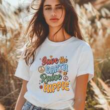 Save The Earth Raise A Hippie GRAPHIC TEE T-SHIRTS - White - View 1