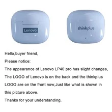 Lenovo سماعات أذن لاسلكية بتقنية بلوتوث 5.1 TWS LP40 Pro، سماعات رياضية مائية مقاومة للضوضاء، توفر بطارية قوية، بتغليف ودليل مستخدم باللغة الصينية
