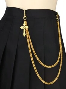 Men's And Women's Waist Accessories Hip Hop Punk Metal Rivets Stage Show Multi-Layer Waist Chain Dress Up Jeans Accessories Suitable For Teen Summer Casual Outdoor Athletic Or Vacation Travel Or Graduation Gifts Or Birthday Dress Accessories Or Daily Wear