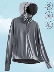 1 pieza Camisa solar con protección UPF50+ y enfriamiento para hombre, chaqueta de pesca para exterior con capucha desmontable para primavera y verano
