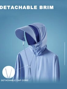 1 pieza Camisa solar con protección UPF50+ y enfriamiento para hombre, chaqueta de pesca para exterior con capucha desmontable para primavera y verano