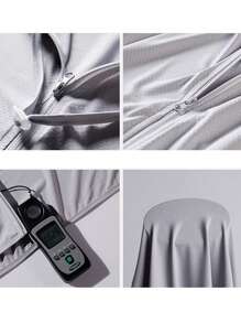 1 pieza Camisa solar con protección UPF50+ y enfriamiento para hombre, chaqueta de pesca para exterior con capucha desmontable para primavera y verano