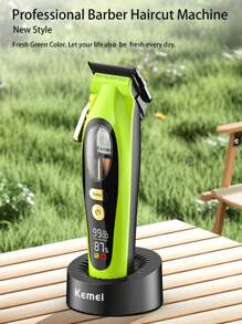 Kemei KM-2035 专业理发器 9900RPM 超高速磁力电机理发机 带底座 DLC 刀片 男士理发 10W 强劲功率高品质理发器 新年理发器 - 綠色 - 查看 5
