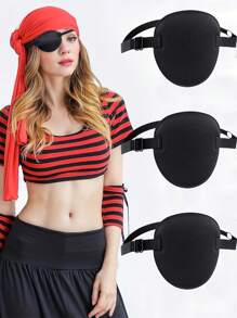 1 件成人可调节柔软海盗眼罩 - 舒适、单眼遮光面罩，缝纫精良，带可调节带子 - 弱视和角色扮演的理想选择，适合左眼或右眼，黑色、喜庆、松弛的眼睛