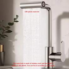 4 Modes Waterfall Sink Kitchen Faucet Stainless Steel Hot And Cold Water Faucet Bathroom Multi-Function Faucet 360° Rotating Ceramic Valve Countertop Mounting Suitable For Bathroom/Kitchen/RV Faucet Bathroom Accessories Bathroom Tools - Multicolor - View 6