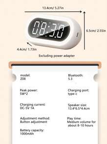 RGB Stylish Bluetooth Alarm Clock, Full-Range High-Volume Speaker, HD LED Display, Long Battery Life Smart Alarm Clock - White - View 10