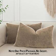 1pc Luxury Decorative Pillow Case, Textured Chenille Trim Square Sofa Cushion Cover, Modern Bohemian Style Woven Throw Pillow Sham Without Insert, Suitable For Sofa, Living Room, Bedroom, Cottage, Also As Gift