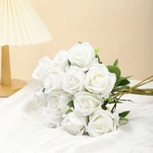 12pcs Artificial Roses Flower Silk Rose With Stem Realistic Artificial Long Stem Rose Valentine's Day Fake Roses Bouquet For Wedding Home Decoration Gifts Birthday Graduation - 12pcs - View 13