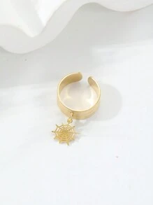 1pc Fashionable Asymmetrical Geometric Square Pendant Ring - Silver - View 10